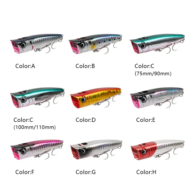 Letoyo topwater popper 8.5-30g flutuante rock pop iscas duras artificiais para baixo poleiro pique isca de pesca