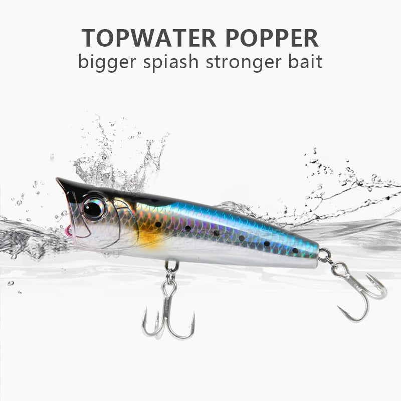Letoyo topwater popper 8.5-30g flutuante rock pop iscas duras artificiais para baixo poleiro pique isca de pesca