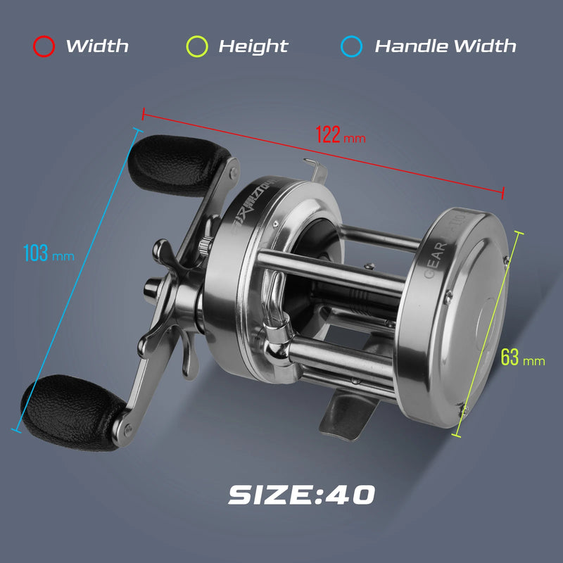 HANDING Flag Redonda Baitcasting Reel, Alumínio Liga Carretéis De Pesca Do Corpo, 13kg Max Drag, 5.3:1 Relação De Engrenagem, 12 + 1 BB Reel para Pike