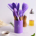 Silicone Colher Kit para Cozinha, BPA Antiferrugem, Madeira Conjunto de Utensílios De Cozinha, Jogo, 12 Peças