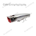 Letoyo topwater popper 8.5-30g flutuante rock pop iscas duras artificiais para baixo poleiro pique isca de pesca