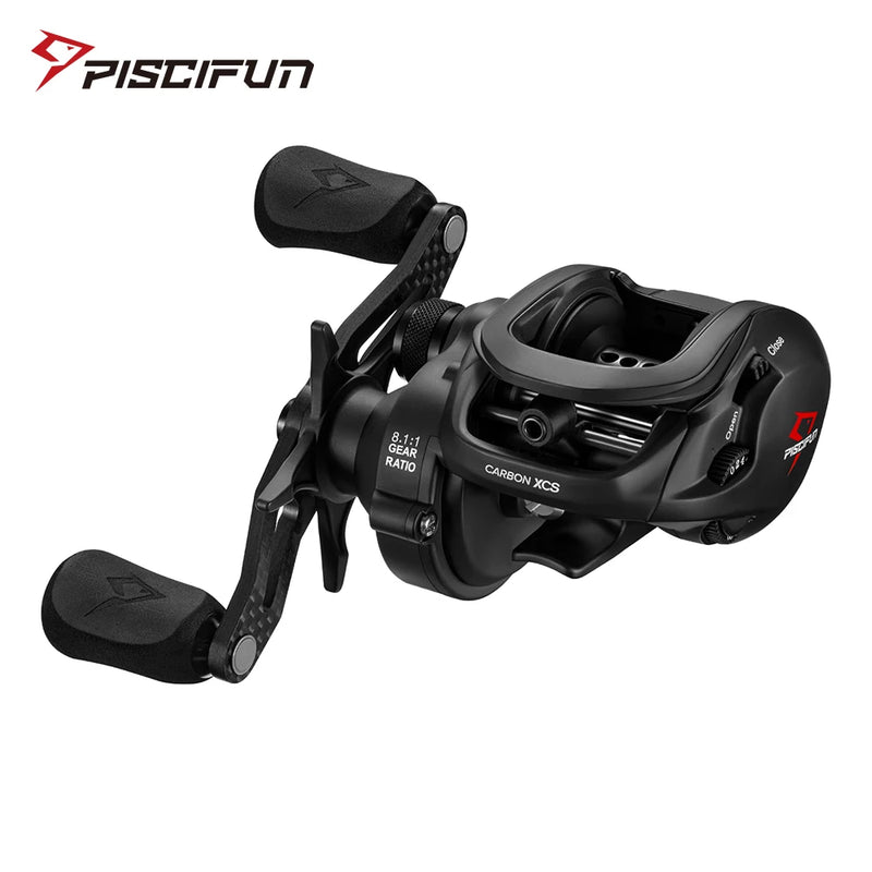 Piscifun carbono xcs carretel de arremesso 8kg arrastar 156g carretel de pesca de arremesso 8.1:1 relação de engrenagem sistema de freio duplo carretel de fundição de quadro