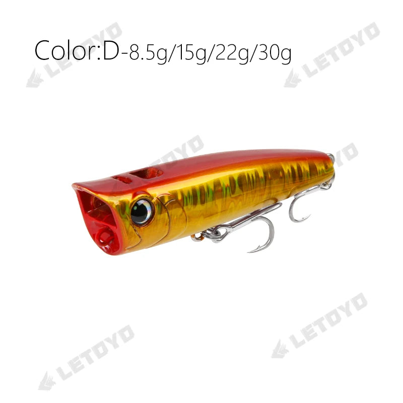 Letoyo topwater popper 8.5-30g flutuante rock pop iscas duras artificiais para baixo poleiro pique isca de pesca