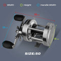 HANDING Flag Redonda Baitcasting Reel, Alumínio Liga Carretéis De Pesca Do Corpo, 13kg Max Drag, 5.3:1 Relação De Engrenagem, 12 + 1 BB Reel para Pike