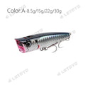 Letoyo topwater popper 8.5-30g flutuante rock pop iscas duras artificiais para baixo poleiro pique isca de pesca