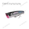 Letoyo topwater popper 8.5-30g flutuante rock pop iscas duras artificiais para baixo poleiro pique isca de pesca