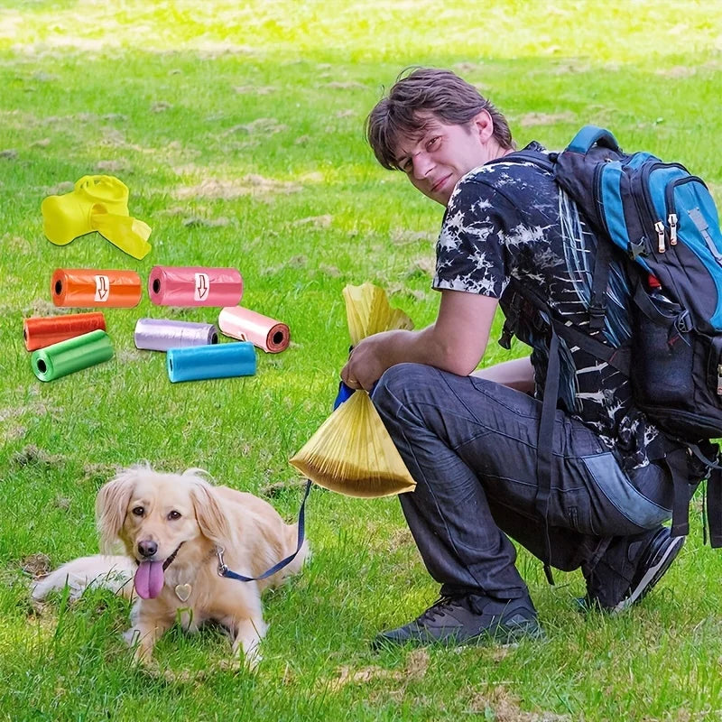 1200 pçs cor aleatória dos desenhos animados pata gráfico sacos de cocô de cão pet sacos de cocô à prova de vazamento sacos de resíduos de cão para suprimentos para animais de estimação