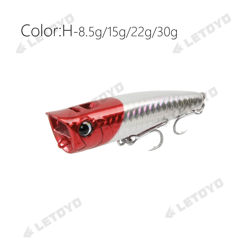 Letoyo topwater popper 8.5-30g flutuante rock pop iscas duras artificiais para baixo poleiro pique isca de pesca