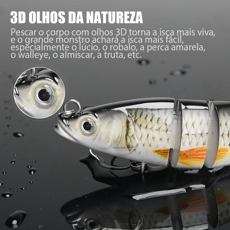 VTAVTA 10/14cm afundando wobblers iscas de pesca articuladas crankbait swimbait 8 segmento duro isca artificial para pesca enfrentar isca
