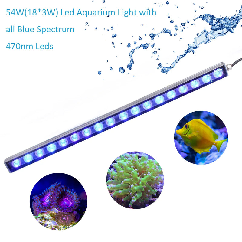 Populargrow 54w/81w/108w conduziu a luz do aquário com apenas 470nm espectro azul luz de tira bela sua lâmpada do tanque de peixes do recife coral