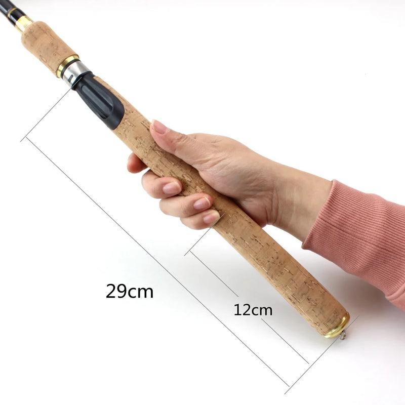 Vara de pesca telescópica de fibra de carbono, isca de pesca com cabo de madeira, 7-28g, 1.8m, 2.1m, 2.4m, 2.7m