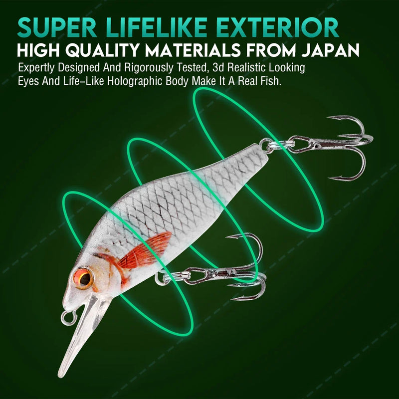 GOBASS 50/70/90mm Crankbait Isca De Pesca Preto Minnow Spinning Iscas Para Pesca Flutuante Wobbler Para Pique Japão Isca Artificial