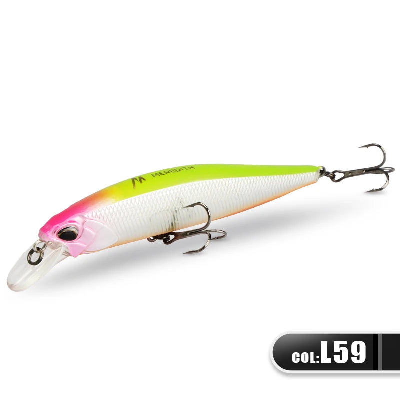 MEREDITH-JERK MINNOW Fishing Lure, isca dura, flutuante Wobbler, Profundidade Profissional Qualidade, 100F, 14g, 24 Cor, 0.8-1.0m