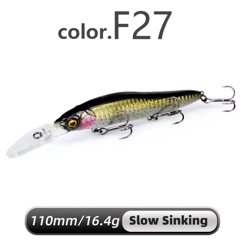 Meredith minnow wobbler iscas de pesca 110mm isca dura artificial profundidade 0-3m isca jerk baixo pique iscas afundando lento ou flutuando