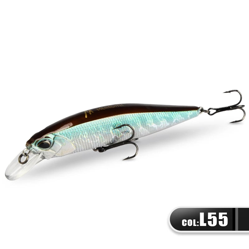 MEREDITH-JERK MINNOW Fishing Lure, isca dura, flutuante Wobbler, Profundidade Profissional Qualidade, 100F, 14g, 24 Cor, 0.8-1.0m
