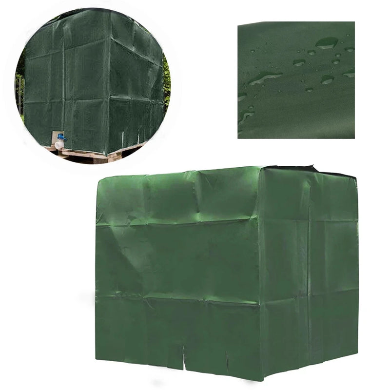 Capa tote ibc verde, recipiente de 1000 litros, folha de alumínio, à prova d'água, poeira, proteção uv, tampa do tanque de água