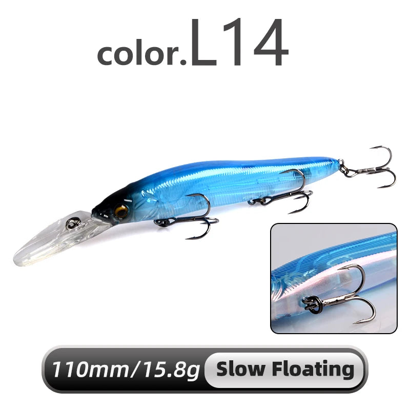Meredith minnow wobbler iscas de pesca 110mm isca dura artificial profundidade 0-3m isca jerk baixo pique iscas afundando lento ou flutuando