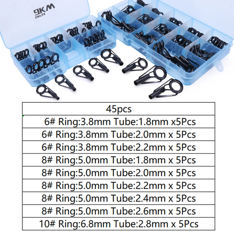 Kit de reparo de ponta guia de vara de pesca, 24 ~ 230 peças, guia de construção de vara, anel cerâmico de aço inoxidável, caixa de pesca de água doce e salgada
