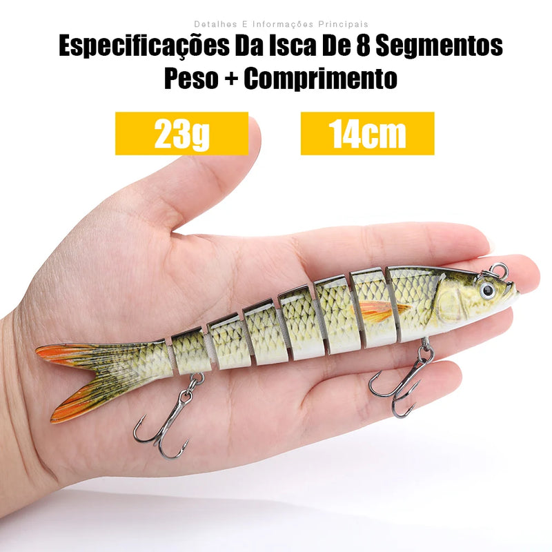 VTAVTA 10/14cm afundando wobblers iscas de pesca articuladas crankbait swimbait 8 segmento duro isca artificial para pesca enfrentar isca