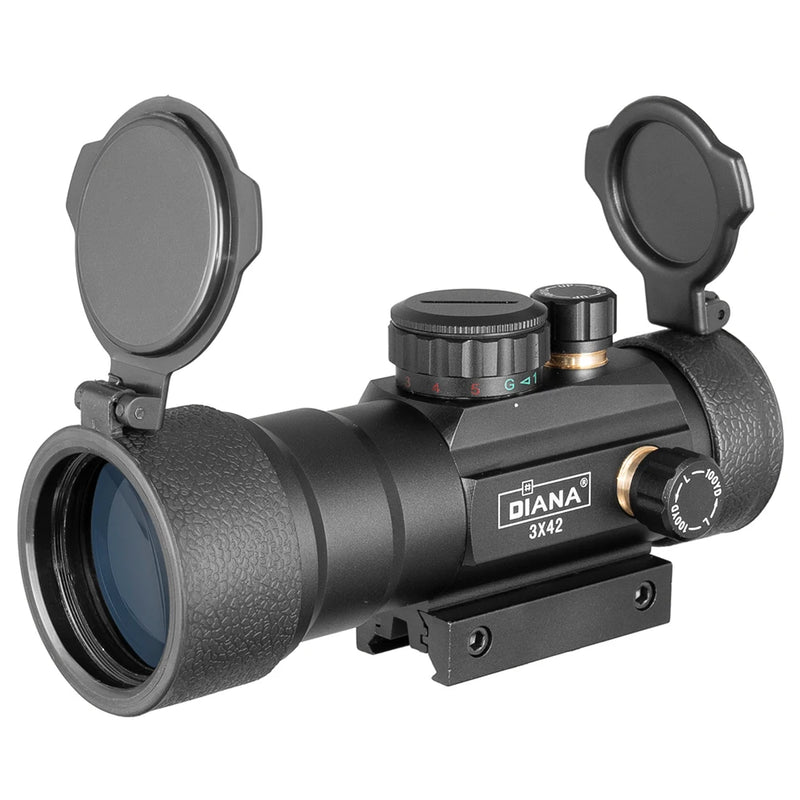 DIANA-Rifle Sight Scope for Hunting, Óptica Tática, Riflescope Fit, 1x40, 3x44 Ponto Verde e Vermelho, 1x40, 3x42, 11mm, 20mm