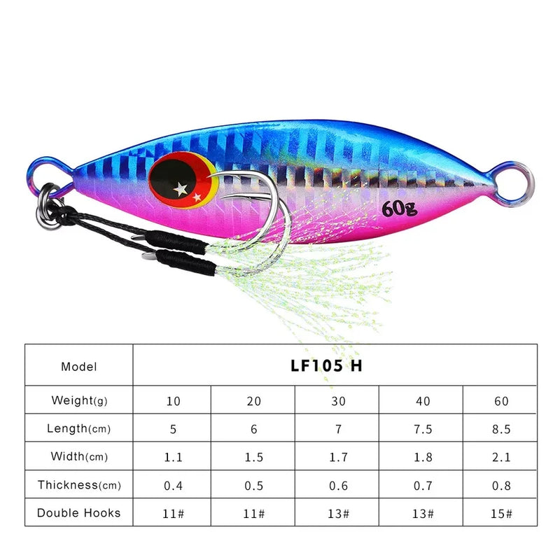 Isca artificial holográfica para pegar peixes, moldes grandes de isca para pegar peixes pesados 10g a 60g, isca artificial com glitter para águas salgadas