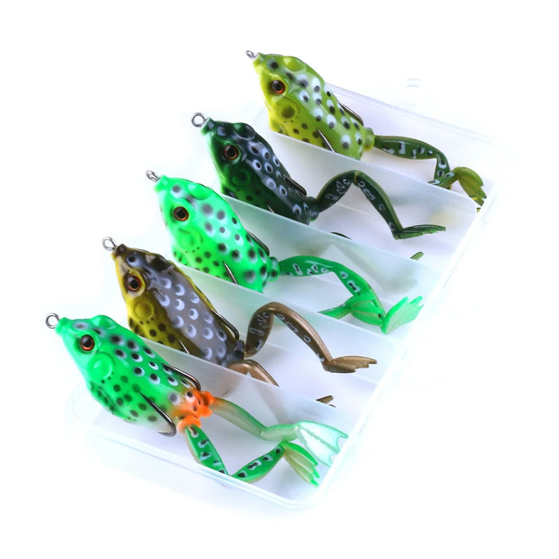 5 pçs pesca pique isca de pesca artificial 15.5g 55mm isca de pato iscas macias wobblers sapo isca caixa kit