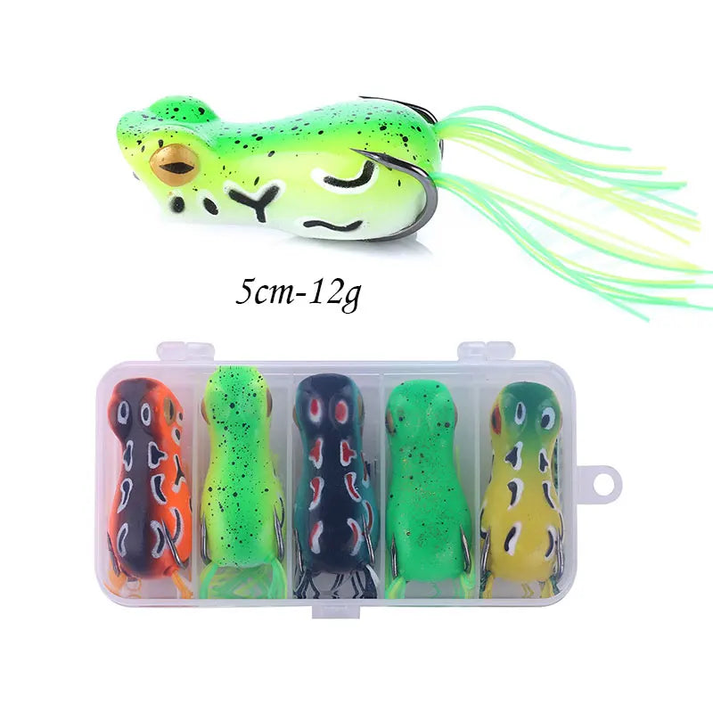 5 pçs pesca pique isca de pesca artificial 15.5g 55mm isca de pato iscas macias wobblers sapo isca caixa kit