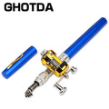 Portátil Bolso Telescópico Mini Pólo De Pesca, Caneta Forma Dobrado Vara De Pesca, roda Carretel