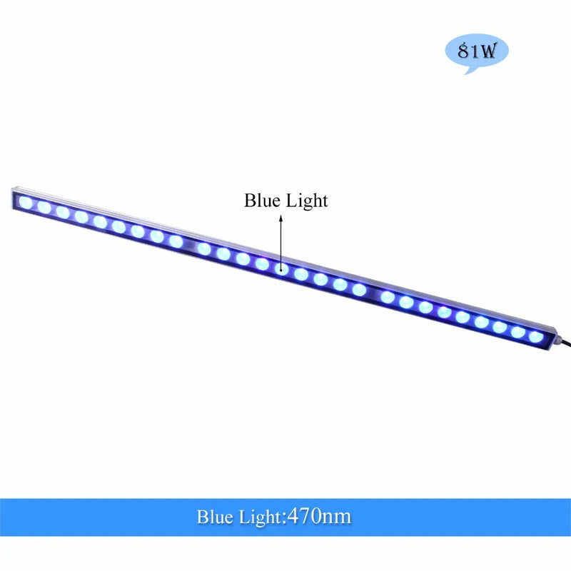 Populargrow 54w/81w/108w conduziu a luz do aquário com apenas 470nm espectro azul luz de tira bela sua lâmpada do tanque de peixes do recife coral