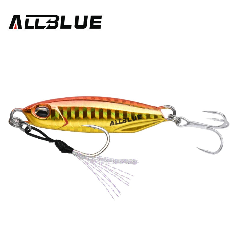 Allblue-metal pesca isca drager, isca artificial para a pesca do robalo, colher gabarito, 15/30g, novo