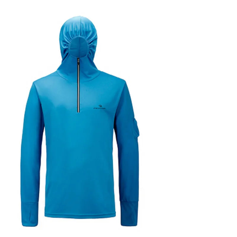 Roupa de pesca masculina e feminina, camiseta de manga comprida com capuz e proteção uv respirável de pesca