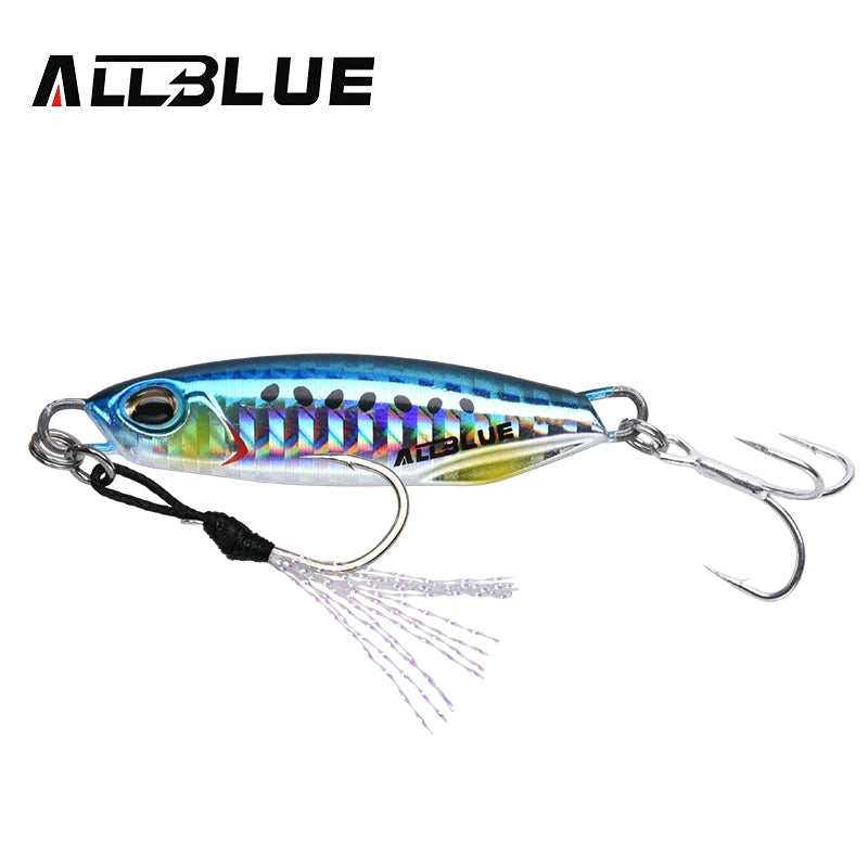 Allblue-metal pesca isca drager, isca artificial para a pesca do robalo, colher gabarito, 15/30g, novo