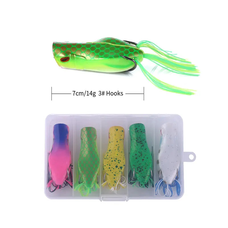 5 pçs pesca pique isca de pesca artificial 15.5g 55mm isca de pato iscas macias wobblers sapo isca caixa kit