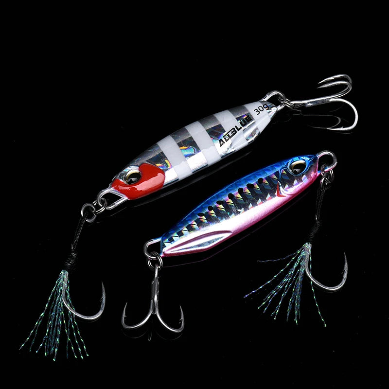 Allblue-metal pesca isca drager, isca artificial para a pesca do robalo, colher gabarito, 15/30g, novo