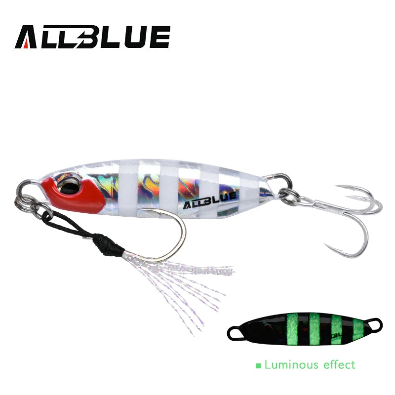 Allblue-metal pesca isca drager, isca artificial para a pesca do robalo, colher gabarito, 15/30g, novo