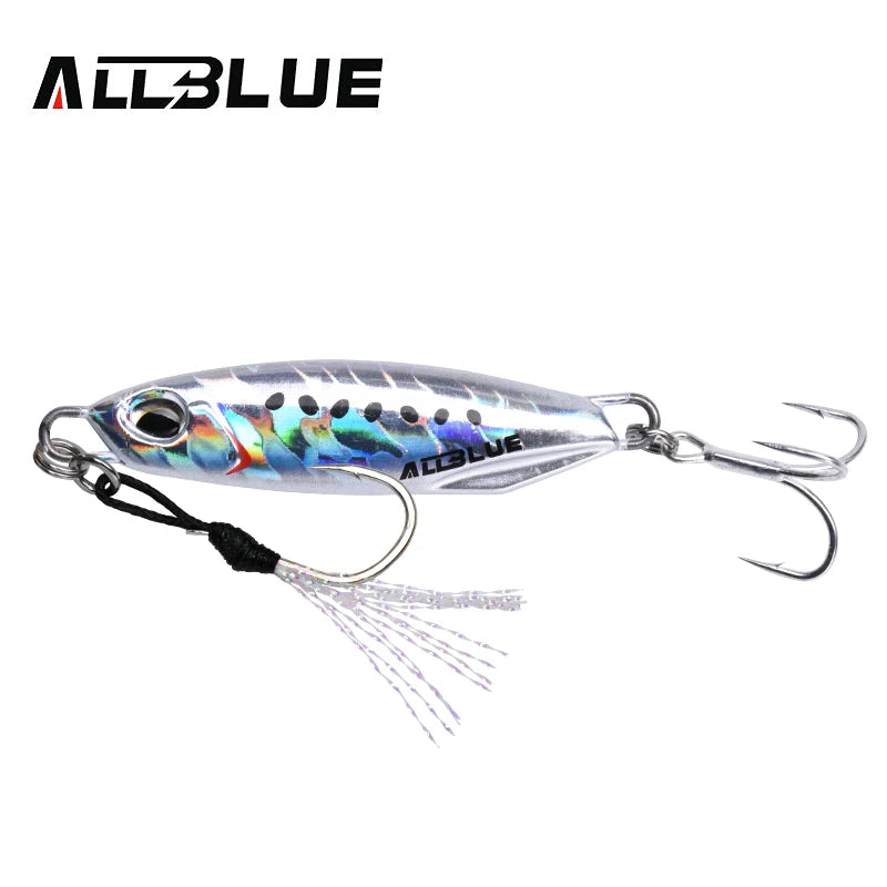 Allblue-metal pesca isca drager, isca artificial para a pesca do robalo, colher gabarito, 15/30g, novo