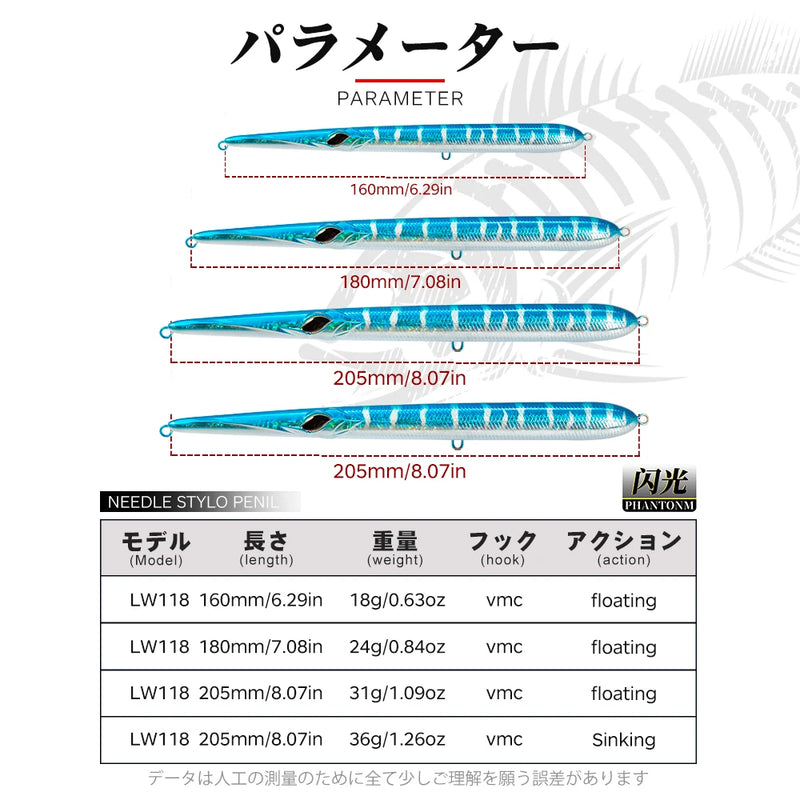 Hunthouse-isca de pesca com peixinho de couro, lápis de fundição longa, isca artificial de 205/180/160mm, peixes de carpas de profundidade