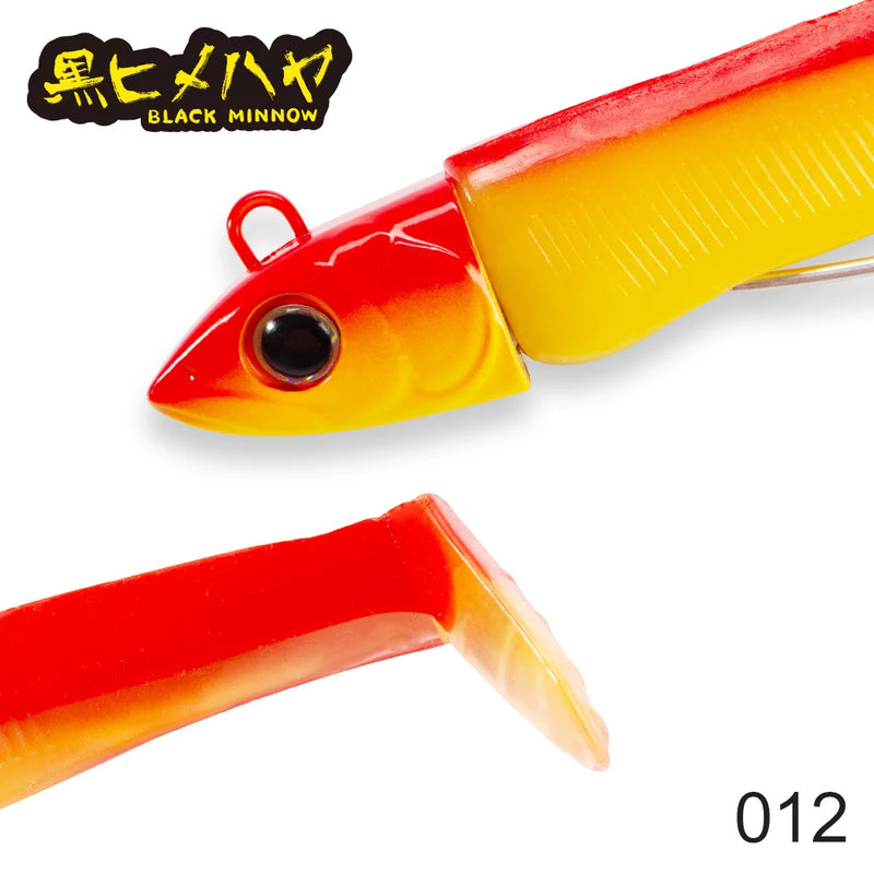 Hunthouse-isca minnow preto para pesca, isca de silicone macio com cabeça de gabarito, wobblers para lúcio e baixo, 7g/12g/25g/40g/60g/90g/120g