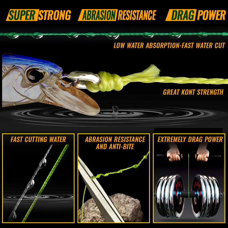 JOF-Linha De Pesca Trançada, Linha De Pesca Durável Multifilamento, Ferramenta De Pesca PE, 4 Vertentes, 300 m, 100m