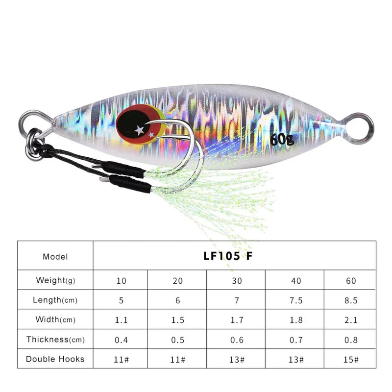 Isca artificial holográfica para pegar peixes, moldes grandes de isca para pegar peixes pesados 10g a 60g, isca artificial com glitter para águas salgadas