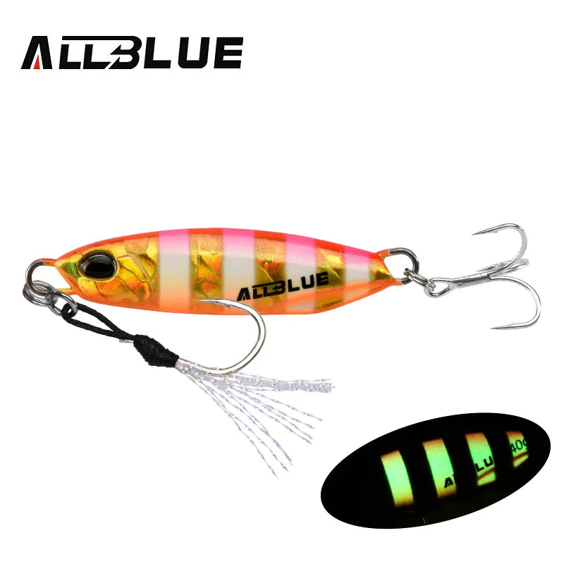 Allblue-metal pesca isca drager, isca artificial para a pesca do robalo, colher gabarito, 15/30g, novo