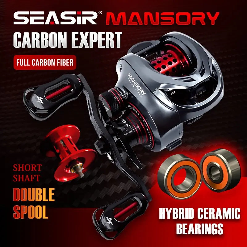 Seasir mansory carretel de pesca de arremesso 146g carbono ultraleve 11 + 1 7.3:1 hs relação híbrido rolamento cerâmico carretéis duplos água do mar