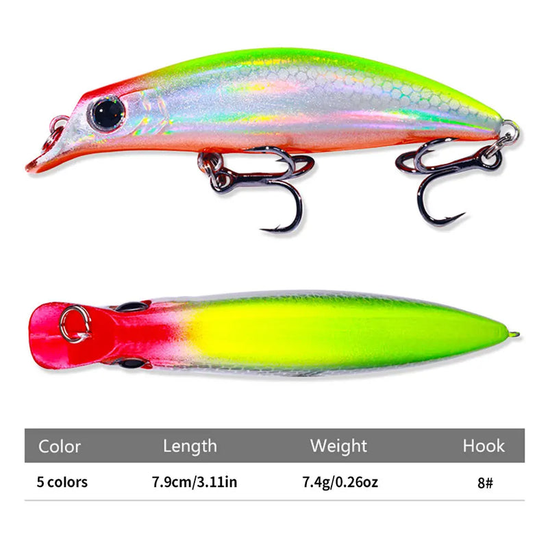 Isca de pesca de peixinho 7.4g 7.9cm jerkbait afundando água completa acessórios de pesca carpa pique baixo peixe leurre isca pesca artificial