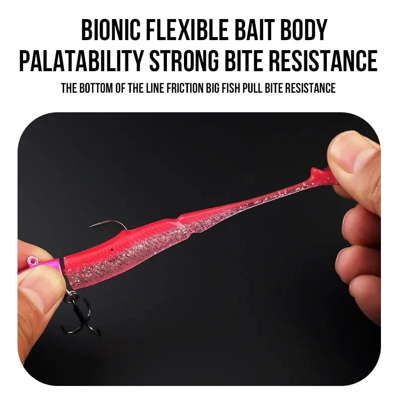 Taiyu gabarito cabeça iscas de pesca macias 21g t-tail silicone isca wobblers metal spinner colher isca para pique truta baixo equipamento de pesca