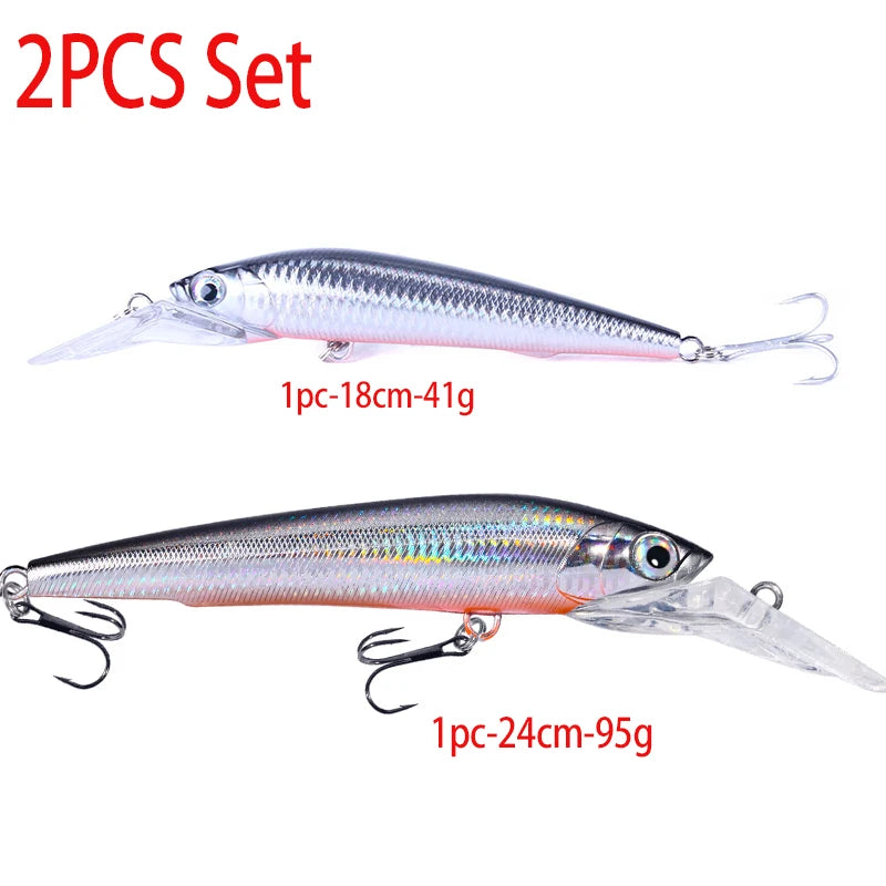 48-90-95g isca de pesca mergulho profundo minnow isca artificial wobblers enfrentar pesca carpa pique walleye original mar isca de pesca
