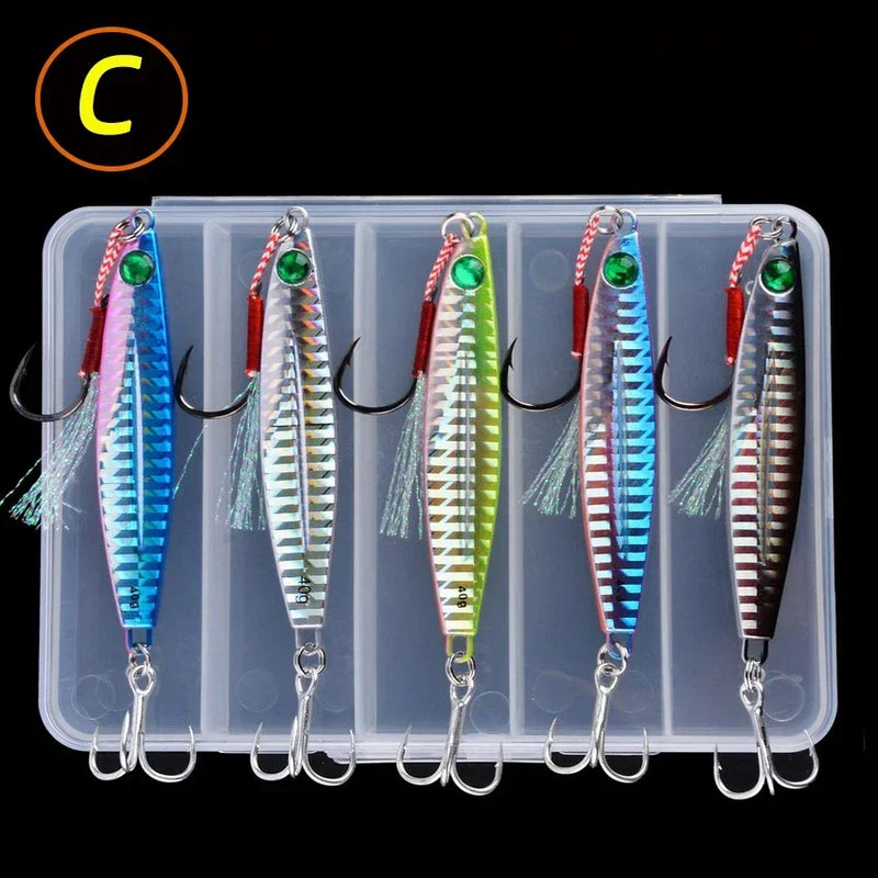 5 pçs metal gabarito isca de pesca pesos 10g-40g corrico isca dura baixo isca de pesca enfrentar truta jigging isca gabaritos iscas de água salgada
