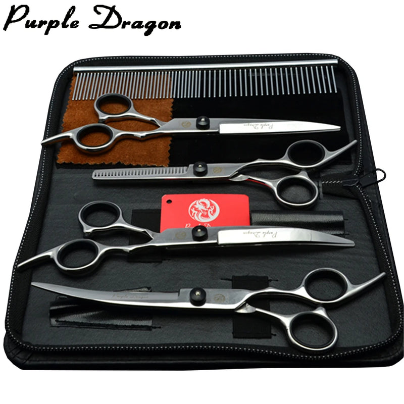 Tesoura de tosa para cães dragão roxo 6 "7" inoxidável tesoura de beleza para animais de estimação tesoura de corte tesoura de desbaste tesoura curvada z3001