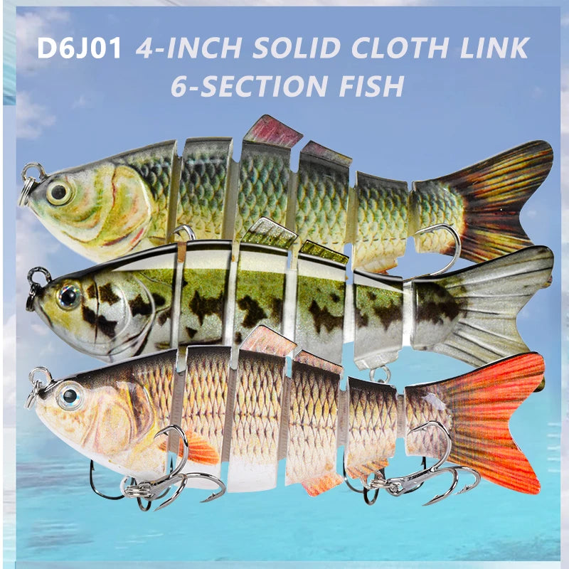 4 Polegada 6 segmentos articulados duro artificial iscas de pesca biônico crankbait afundando wobblers mar plástico acessórios de pesca
