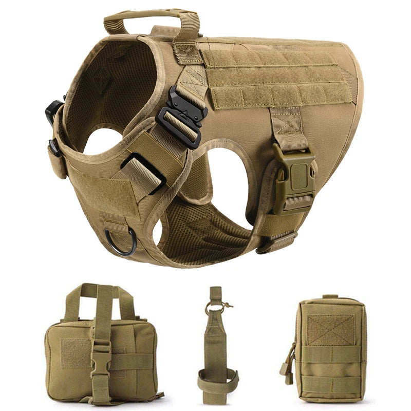 Colete militar tático para animais de estimação pastor alemão golden retriever treinamento tático arnês e trela conjunto para todas as raças cães