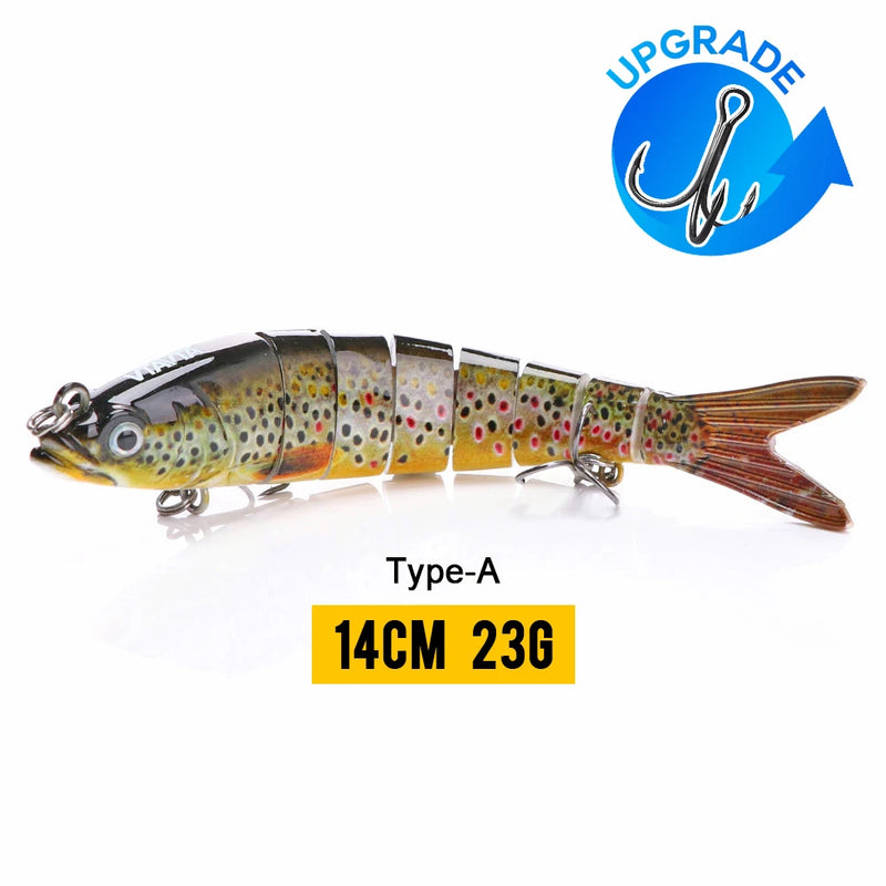 VTAVTA 10/14cm afundando wobblers iscas de pesca articuladas crankbait swimbait 8 segmento duro isca artificial para pesca enfrentar isca
